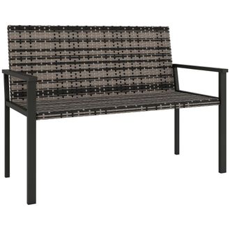 OUTSUNNY Rattan Garden Bench Loveseat with Quick-Drying Padding - Mixed Grey | TJ Hughes