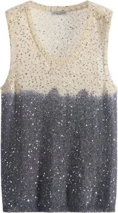 Roberto Collina Tops, Dames, Veelkleurig, S, Katoen, Knit Paillettes Tanktop