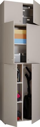 ebuy24 Gabinete De Escoba De Madera Vcm 6 Compartimentos Dimensiones: Al. 223 X An. 70 X T. 39 Cm Gabinete Para El Hogar Armario Multiusos Acoplamiento De Do