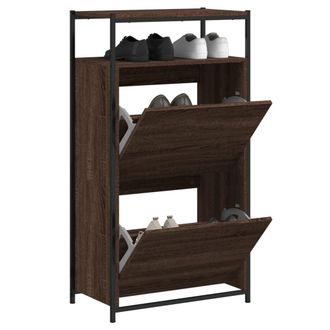 vidaXL Vidaxl - Zapatero De Madera De Ingenier&iacute;a Marr&oacute;n Roble 60x34x112 Cm