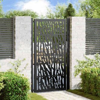 vidaXL Puerta De Jard&iacute;n De Dise&ntilde;o Con Carril De Acero Negro 105x180 Cm Vidaxl