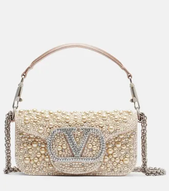 Valentino Garavani Loc&ograve; Small embellished satin shoulder bag
