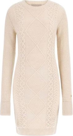 Guess Serena Ls Cn Dress Swtr - Dames - Kleedjes - Beige - M - Kleedjes