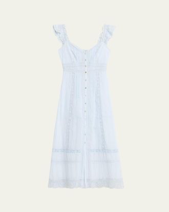 LoveShackFancy Kailette Button-Front Maxi Dress