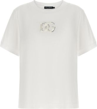 Dolce & Gabbana White Logo Embroidery T-shirt