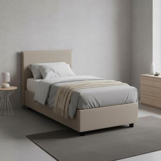 Talamo Italia Dmora - Cama Individual Dargill, Cama Contenedor Con Tapizado En Ecopiel, 100% Made In Italy, Apertura Lateral, Con Colch&oacute;n Cm 80x190 Incluido, T&oacute;rtol