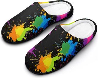 Generic Tie Dye Print Womens Slippers Warm House Slippers Indoor House Shoes with Anti-Skid Rubber Sole