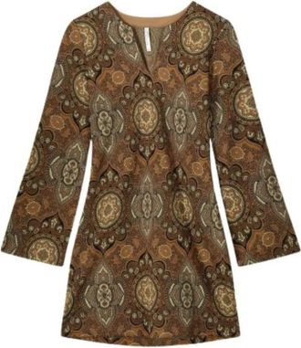 Summum Uitlopende Jurk met Kasjmier Motief - Dames - Zomerkleedjes - Veelkleurig - XS - Kasjmier - Kleedjes