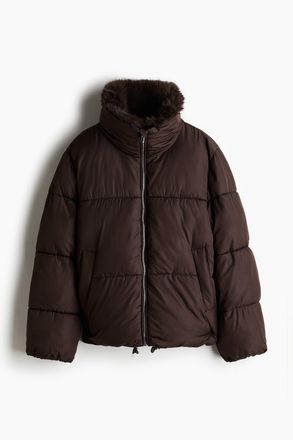 H&M Oversized Puffer Jacket - Dunkelbraun