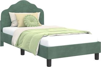 vidaXL Cama Para Ni&ntilde;os Con Cabecero Verde Mar 80 X 160 Cm Terciopelo Vidaxl