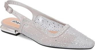 Lady Couture Womens Lady Couture Kara Flat Silver Rhinestone Embellished Slingback ZAP1731