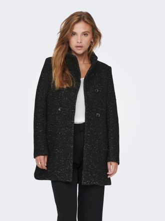 Only Langjacke ONLY ONLNEWSOPHIA WOOL COAT OTW CC, Damen, Gr. XS, schwarz (schwarz detail:melange), Web, Obermaterial: 70% Polyester, 30% Wolle, meliert, r