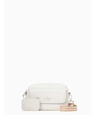 Kate Spade New York Womens Rosie Pebbled Leather Small Flap Camera Bag - White - One Size