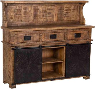 Wanderlust Deco Aparador De Madera Marr&oacute;n 145x42x130h Cm