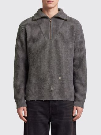 Maison Margiela Maglia a collo alto in lino e lana con zip ed effetto distressed