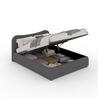 Concept Usine Cama con canap&eacute; abatible 140x190 cm dise&ntilde;o redondeado terciopelo gris