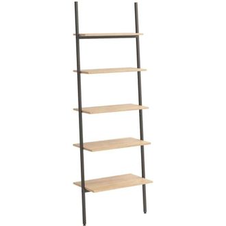 vidaXL 5-Tier Leaning Shelf Light Brown and Black 64x34x185.5 cm Vidaxl