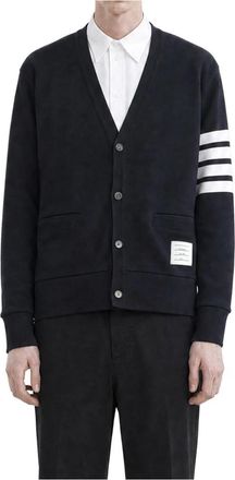 Thom Browne Loopback 4-Bar Boot Borduurvest - Heren - Vesten - Blauw - L - Katoen - Truien & Vesten
