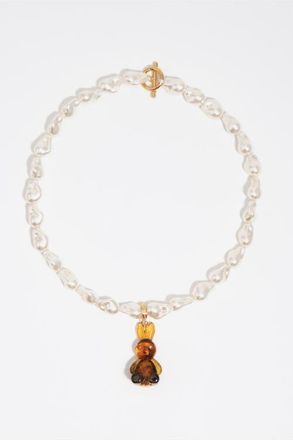 Bimba & Lola Resin Rabbit And Pearl Necklace in Brown at Nordstrom
