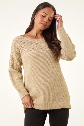 Roman Metallic Contrast Knit Jumper