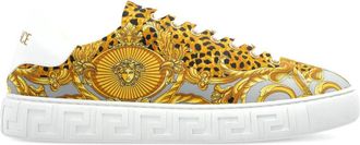 Versace Gold-Tone Animal Print Baroque Sneakers