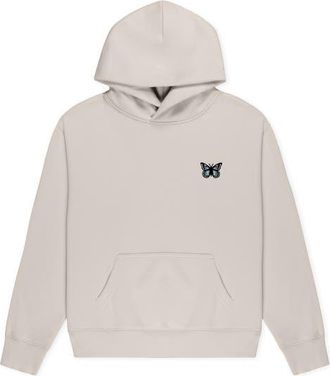 Dalix Butterfly Relaxed Midweight Fleece Pullover Hoodie in Bone at Nordstrom, Size Xx-Large