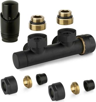 APM Apm - Kit V&aacute;lvula H Termost&aacute;tica Cuadrada Negra Con Adaptador Para Tubos De Cobre 343knn 015 R 12 Negro