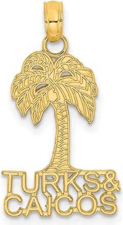 Diamond2Deal 14k Yellow Gold TURKS AND CAICOS Palm Tree Charm Pendant
