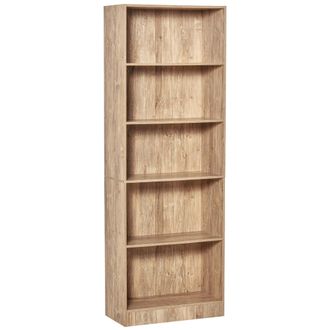 OEM Librer&iacute;a De 5 Niveles Con 3 Baldas Ajustables Y Antivuelco, Ideal Para Sal&oacute;n, Oficina O Biblioteca. Medidas: 63 X 29,5 X 176 Cm. Acabado En Madera Nat