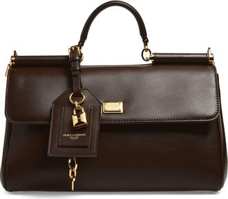 Dolce & Gabbana My Sicily East/West Plong&eacute; Leather Top Handle Bag in 80076 Moro 3 at Nordstrom