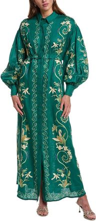 Agua Bendita Agua By Agua Bendita Taos Esmeralda Linen Shirtdress