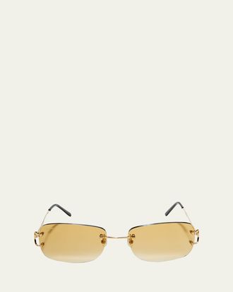 Cartier Mens Rimless Metal Sunglasses