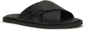Fendi Mens Black Calf Leather Bos Taurus Flat Sandals
