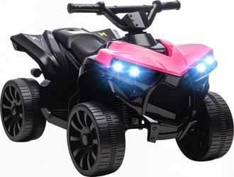 OEM Quad El&eacute;ctrico Para Ni&ntilde;os 6 V Quad Para Ni&ntilde;os De 37 A 72 Meses Velocidad Hasta 3 km/h Faros Y M&uacute;sica 70x42x45 Cm Rosa