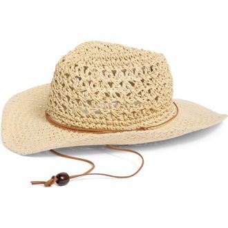 Vince Camuto Crochet Cowgirl Hat in Light Natural at Nordstrom Rack