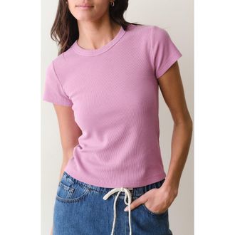 Marine Layer Lexi Rib Sun-In Crewneck T-Shirt in Faded Mauve at Nordstrom, Size X-Small