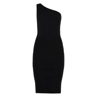 Yves Salomon Geribbelde Gebreide Jurk met &Eacute;&eacute;n Schouder - Dames - Casual kleedjes - Zwart - 2XS - Polyester - Kleedjes