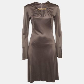 Roberto Cavalli Grey Jersey Ruched Mini Dress