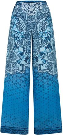 Alberta Ferretti Losse broek met bloemenprint - Dames - Wijde Broeken - Blauw - L - Broeken