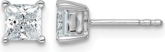 Diamond2Deal 14k Gold 1 ct Princess Lab Grown Diamond Stud Earrings VS Clarity, D-E Color