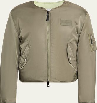 Givenchy Mens Couture Seam Nylon Bomber with Logo Patch