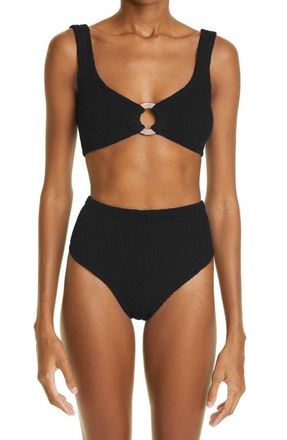 Hunza G Nadine Two-Piece Swimsuit in Black at Nordstrom