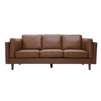 Miliboo Sof&aacute; Cuero Vintage 3 Plazas Marr&oacute;n Bradley - Cuero De B&uacute;falo
