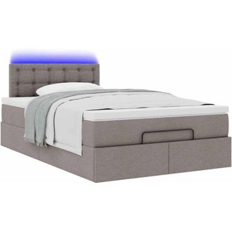 vidaXL Cama Otomana Con Colch&oacute;n Y Luces Led Tela Gris Taup&eacute; 120x190cm Vidaxl