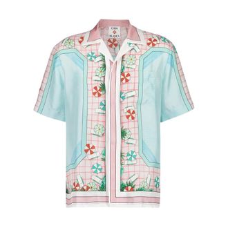 Casablanca Copacabana Silk Twill Cuban Shirt - Heren - Korte mouwen Overhemden - Veelkleurig - L - Overhemden