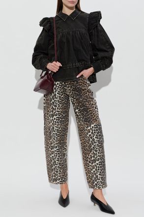 Ganni Top With Ruffles, Womens, Black