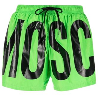Moschino Mens Brand Print Logo Green Short Swim Shorts Textile - Size X-Large