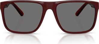 Ferrari 59mm Polarized Square Sunglasses in Bordeaux Matte /Polar Grey at Nordstrom