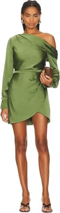 SIMKHAI Satijnen Cold Shoulder Jurk - Dames - Feestkleedjes - Groen - 2XS - Satijn - Kleedjes