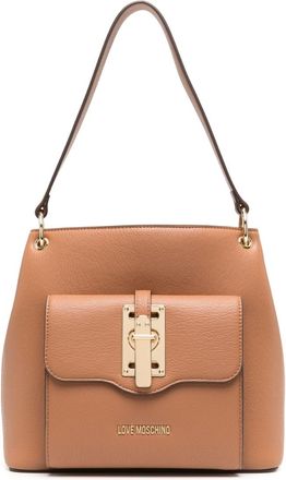 Love Moschino logo-plaque leather shoulder bag - women - Polyurethane - OS - Brown